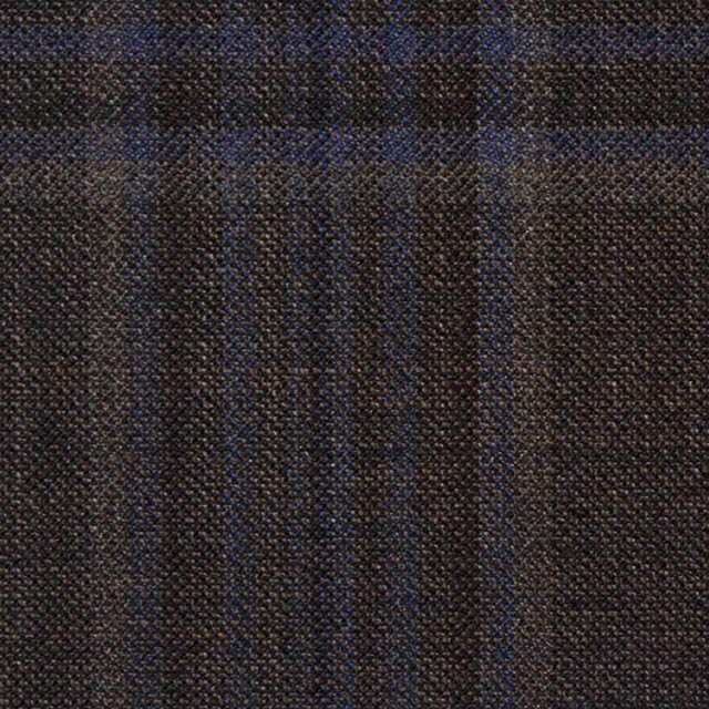 TRAVELLER WOOL & SILK系列布料-鐵灰及藍色相間細格紋
