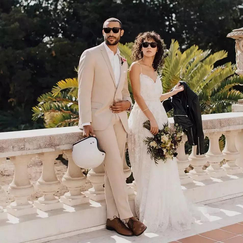 米色的紳士結婚禮服